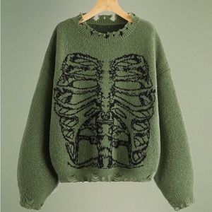 Skeleton Print Chunky Sweater